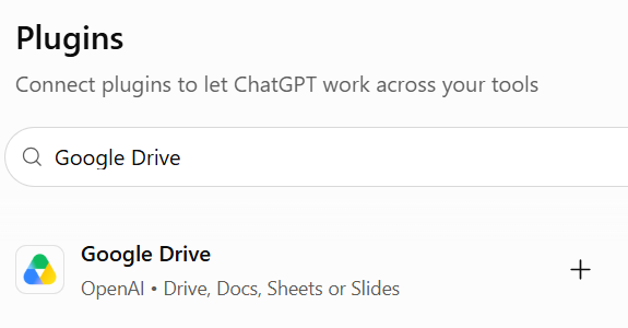Google Drive in ChatGPT's Plugins